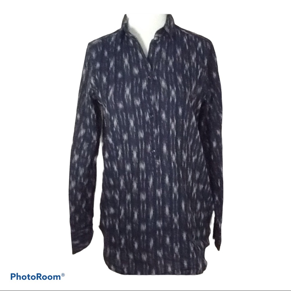 J Crew Ikat Metallic Stripe Popover Shirt Sz NWT
